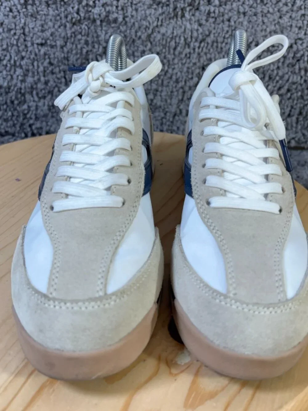 Tretorn Kristine Sneaker Womens Size 8 Suede Nylon White Cream Blue Low Top Shoe